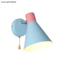 DecorBites™ Nordic Metallic Cone Shade Sconce Light - 1 Blue Wall Light for Bedroom (6"W)