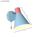 DecorBites™ Nordic Metallic Cone Shade Sconce Light - 1 Blue Wall Light for Bedroom (6"W)