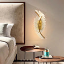 Nordic modern art gold feather wall lamp bedroom sconce