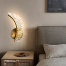 Nordic modern art gold feather wall lamp bedroom sconce