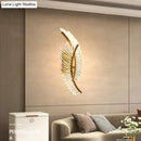 Nordic modern art gold feather wall lamp bedroom sconce