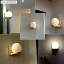 Nordic opal glass and wood wall sconce bedroom wall light