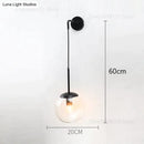 Retro modern glass smoked globe wall lamps for bedroom lighting