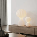 Nordic ribbed white silk table lamp for bedroom decor