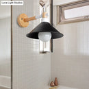 DecorBites™ Nordic Style Conic Wall Sconce with Wooden Backplate and Black Metallic Finish