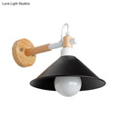 DecorBites™ Nordic Style Conic Wall Sconce with Wooden Backplate and Black Metallic Finish