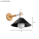 DecorBites™ Nordic Style Conic Wall Sconce with Wooden Backplate and Black Metallic Finish