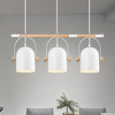 Nordic style triple white pendant light kitchen adjustable dome shade