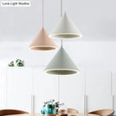 Nordic stylish white conical pendant light dining room hanging lamp