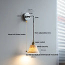 Nordic sunset glass ceramic led wall light bedroom with pull chain