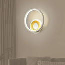 DecorBites™ Nordic White and Wood Double Ring LED Wall Lamp - Warm/White Light for Home