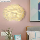 Nordic white feather wall lamp bedroom flower light type