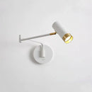 Nordic white & gold adjustable led swing arm wall light bedroom sconce