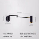 Nordic white & gold adjustable led swing arm wall light bedroom sconce