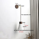 Nordic white ribbed ceramic wood wall sconce – bedroom pull chain light