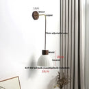 Nordic white ribbed ceramic wood wall sconce – bedroom pull chain light