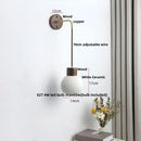 Nordic white ribbed ceramic wood wall sconce – bedroom pull chain light