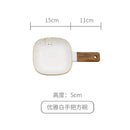 Nordic white speckled ceramic wood handle bowl dining room tableware