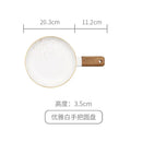Nordic white speckled ceramic wood handle bowl dining room tableware