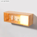 Nordic wood wall lamp with shelf bedroom light fixture