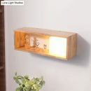 Nordic wood wall lamp with shelf bedroom light fixture