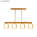 Nordic wooden linear pendant with glass shades for dining room