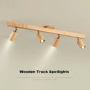 Nordic woodentrack led ceiling spotlight living room wooden light