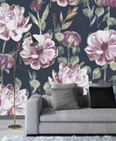 Elegant Dark Wallpaper with Peonies Vogue