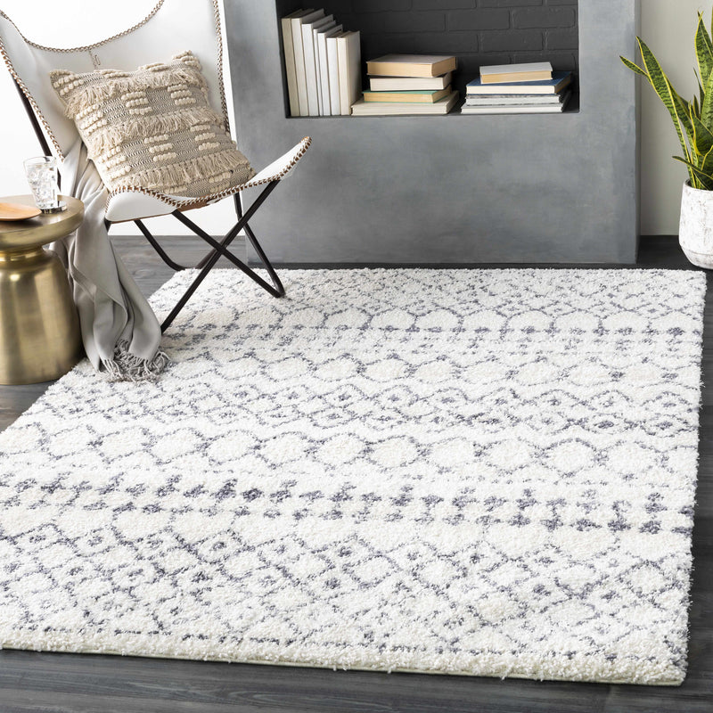 Navassa White/Gray Trellis Plush Rug