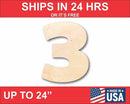 Unfinished Wood Block Number 3 - Craft - up to 46" DIY