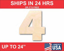 Unfinished Wood Block Number 4 - Craft - up to 46" DIY