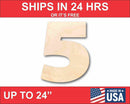 Unfinished Wood Block Number 5 - Craft - up to 46" DIY