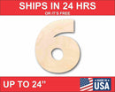 Unfinished Wood Block Number 6 - Craft - up to 46" DIY