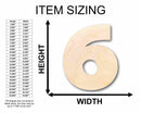 Unfinished Wood Block Number 6 - Craft - up to 46" DIY