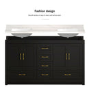 Nuvia 60-Inch Black Bathroom Vanity With Soft Close Doors And Drawers Storage (SAK86210)