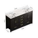 Nuvia 60-Inch Black Bathroom Vanity With Soft Close Doors And Drawers Storage (SAK86210)