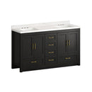 Nuvia 60-Inch Black Bathroom Vanity With Soft Close Doors And Drawers Storage (SAK86210)