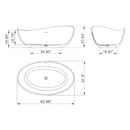 Nuvia 63-Inch Modern Freestanding Single-Piece Matte Black Finish Stone Resin Bathtub (SAK69041)
