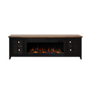 Nuvia 83-Inch Bourbon Black TV Stand With Fireplace And Glass Windowpane Doors (SAK40281)