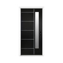[36X80-Inch] Nuvia Black Modern Left Inswing Fiberglass Entry Door With Frosted Glass (SAK25849)