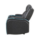 Nuvia Luxury Charcoal Upholstered Power Recliner Armchair With LED Lights (SAK16429)