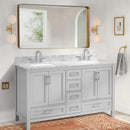 Nuvia Premium 60-Inch Freestanding Double Sink Bathroom Vanity With Carrara Marble Top (SAK51829)