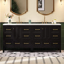 Nuvia Premium 72-Inch Bathroom Vanity Set With Resin Sink And Soft-Close Drawers [Faucet Not Included] (SAK62749)