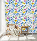 Voguish Blue Flowers Wallpaper Tasteful Quality