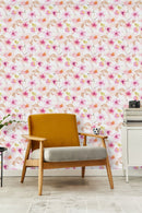 Modish Watercolor Pink Flowers Wallpaper Fashionable