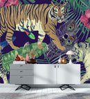 Fashionable Tigers Pattern Contemporary Wallpaper
