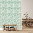 Green Floral Contour Wallpaper