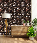 Dark Wallpaper with White Flowers