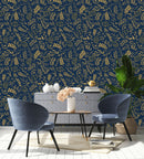 Dark Blue Herbs Wallpaper