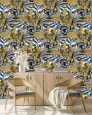 Blue and Yellow Exotic Wallpaper